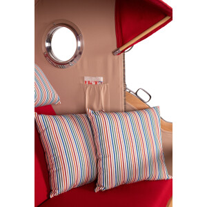 Luxus Strandkorb 2,5 Sitzer | XL Teak Bullauge | Grau | Ammersee Modell 585 | inkl. Liftersystem