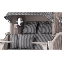Strandkorb Komplettset: Ammersee Mahagoni Bullauge washed grey - PE Koboo grey - Modell 500