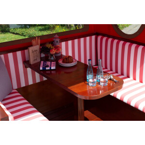 Gosch-Lounge Strandkorb 6-Sitzer Mahagoni - PE weiß - Modell rot/weiß