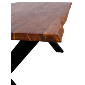 Baumkantentisch Monza - 180 x 90 cm - Akazienholz - Gestell X-Form