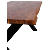 Baumkantentisch Monza - 180 x 90 cm - Akazienholz - Gestell X-Form