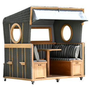 Gosch-Lounge Strandkorb 6-Sitzer Teak - PE grau - Modell 537