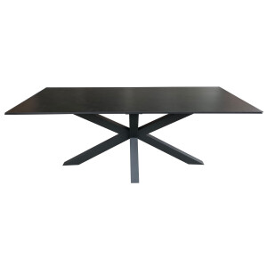 Tisch Malaga - 180 x 90 cm - gesinterter Stein dunkelgrau - Gestell Kreuz-Form