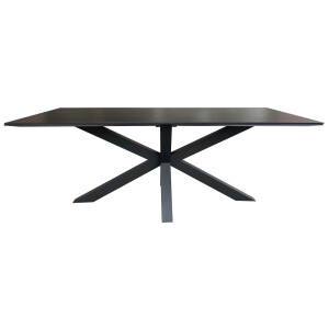 Tisch Malaga - 200 x 90 cm - gesinterter Stein dunkelgrau - Gestell Kreuz-Form