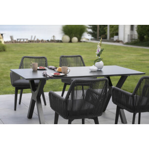 Gartenmöbelset Tisch Granada 180 cm, 4er Set Diningsessel Marbella