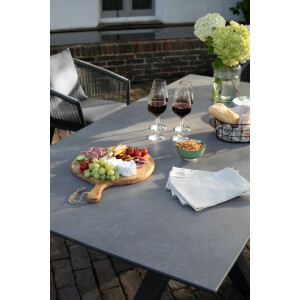 Gartenmöbelset Tisch Almeria 200 cm, 6er Set Diningsessel Cadiz